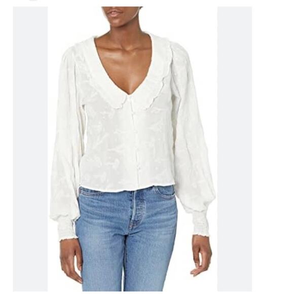 BB DAKOTA Women's Nobodys Baby Romantic Blouse Cottagecore French Style White XS - Picture 1 of 7